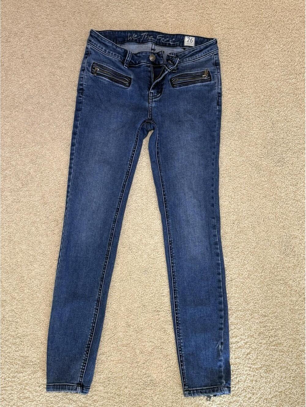 Free People Jeans Womens Size 26 Skinny Ankle Zipper Stretch